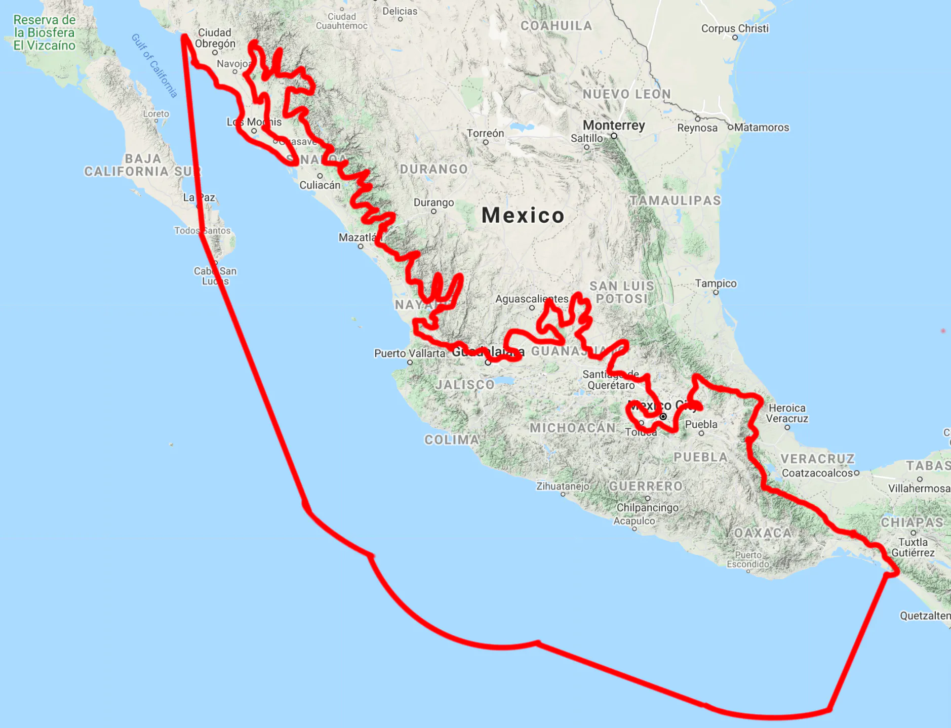 Sierra Madre Del Sur Map Mexican Coniferous And Dry Forests 